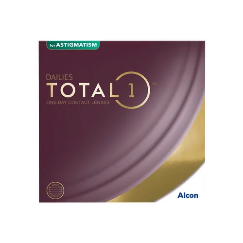 DAILIES TOTAL1 for Astigmatism 30-pack box — daily disposable contact lenses by Alcon featuring water gradient technology for all-day comfort and clear vision.
