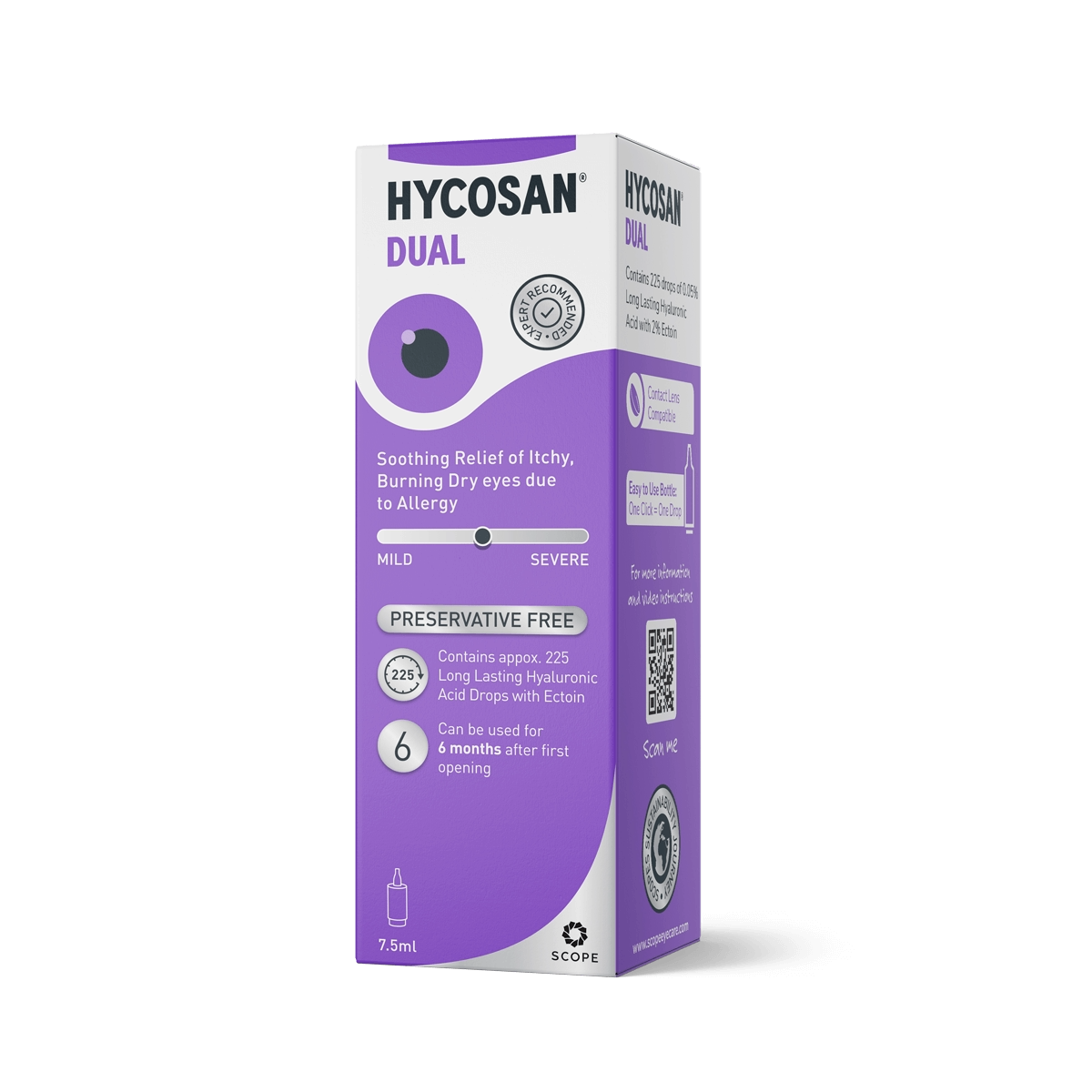 Hycosan Dual eye drops bottle – preservative-free relief for dry and allergy-affected eyes