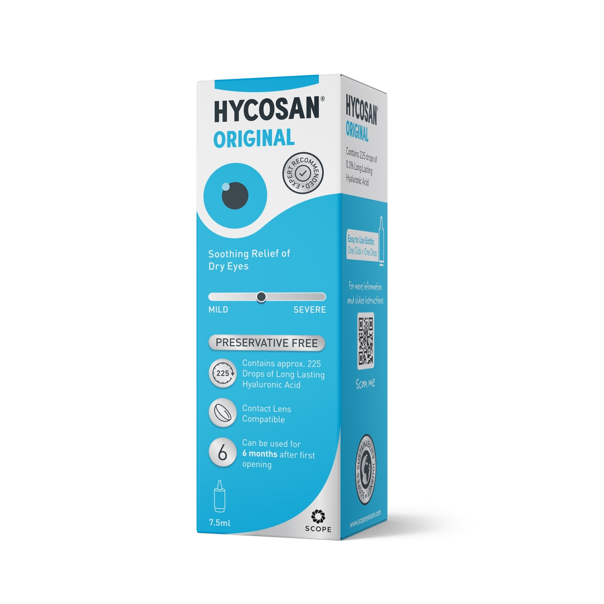 Hycosan Original eye drops bottle – preservative-free hydration for dry, tired eyes