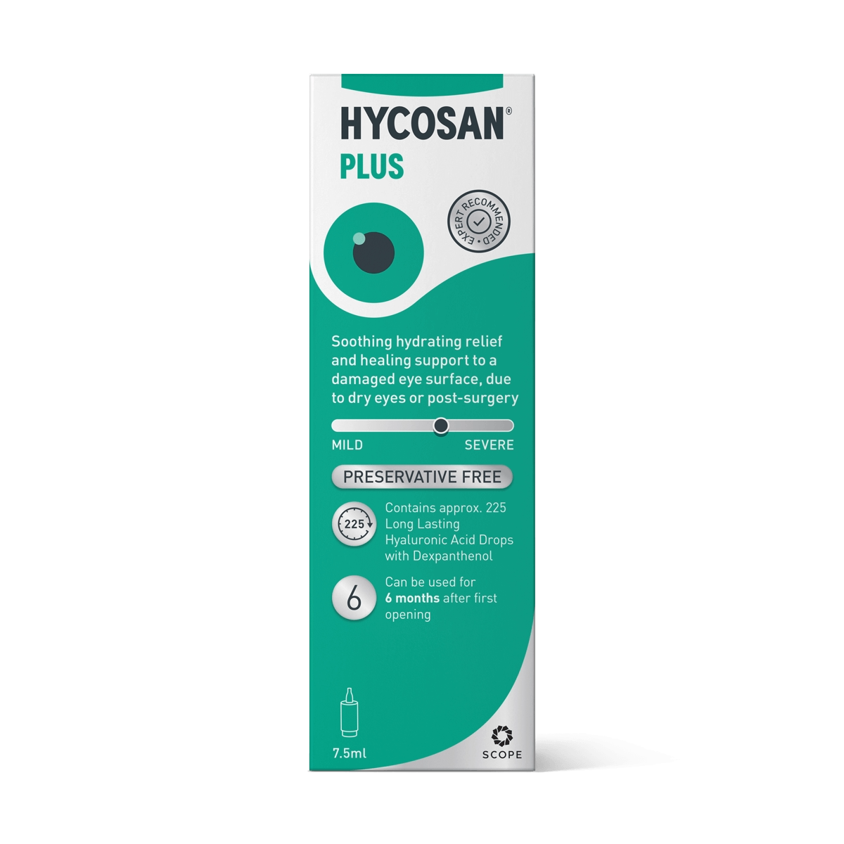 Preservative-free eye drops by Scope Ophthalmics – Hycosan Plus 7.5 ml