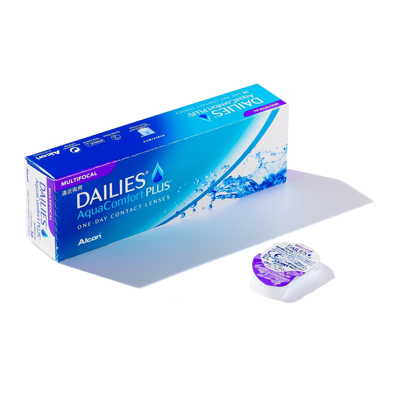 DAILIES® AquaComfort PLUS® Multifocal daily contact lenses 30 pack by Alcon — clear vision at all distances with Blink-Activated Moisture Technology.