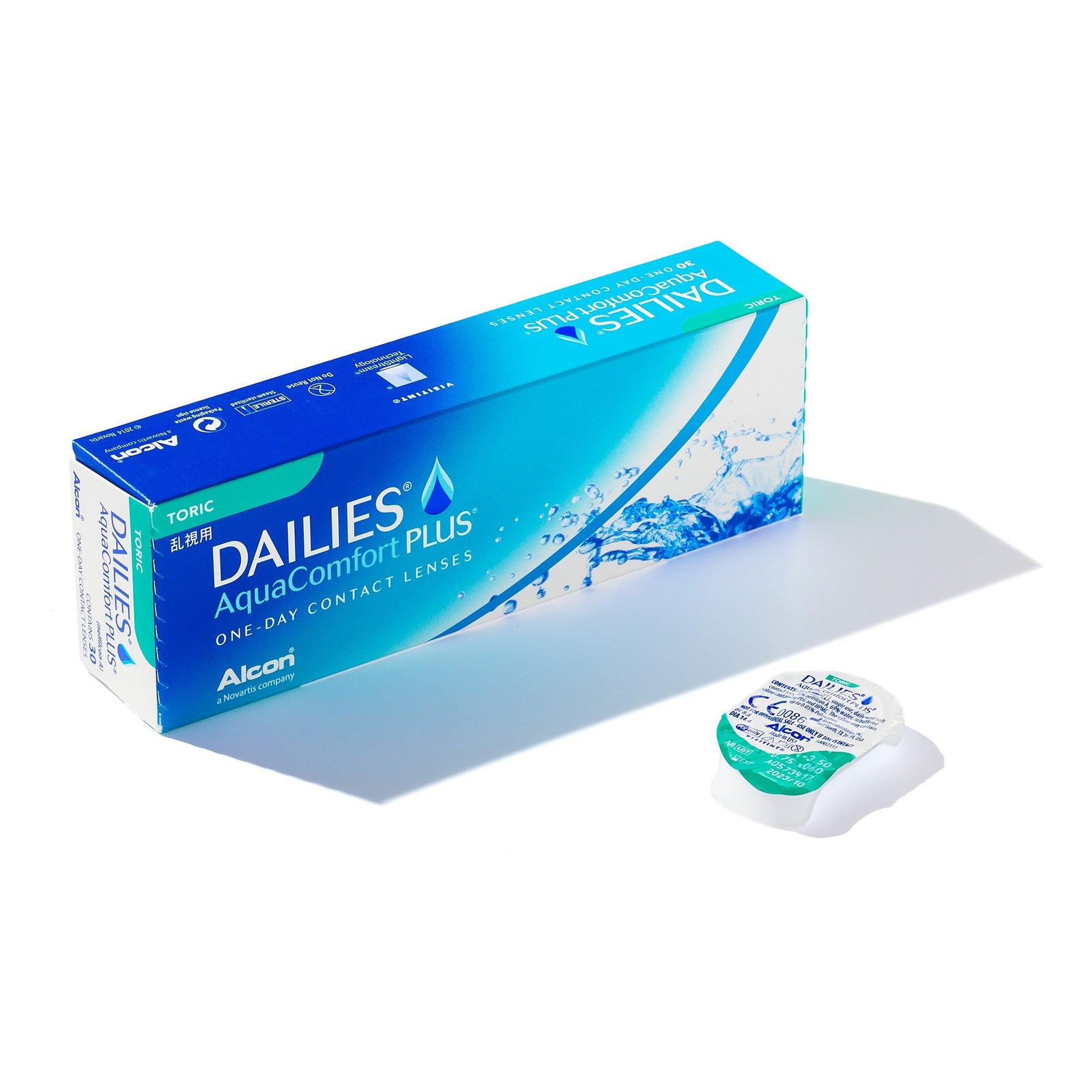 DAILIES® AquaComfort PLUS® Toric daily contact lenses 30 pack by Alcon — clear, stable vision for astigmatism with Blink-Activated Moisture Technology for all-day comfort.