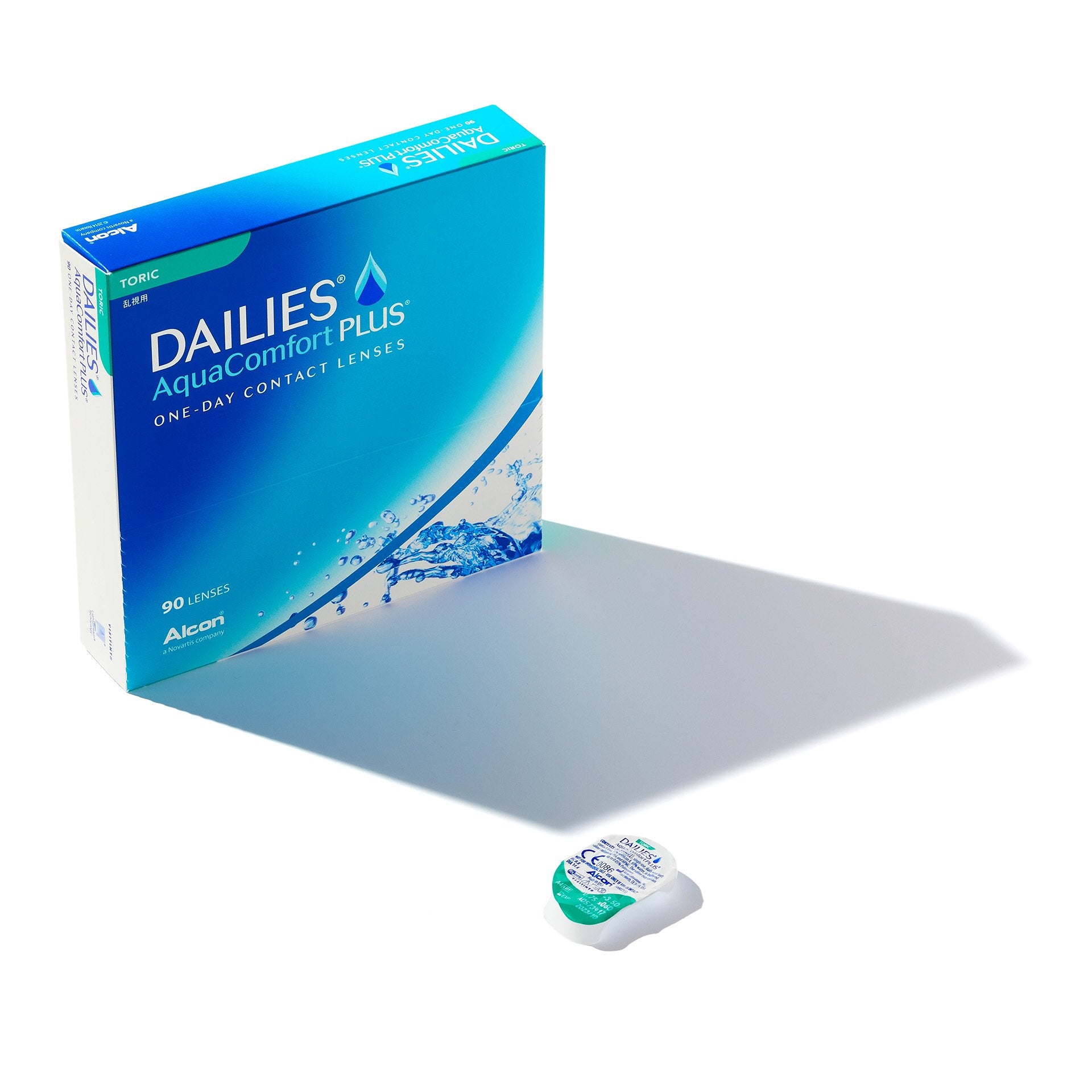 DAILIES® AquaComfort PLUS® Toric daily contact lenses 30 pack by Alcon — clear, stable vision for astigmatism with Blink-Activated Moisture Technology for all-day comfort.