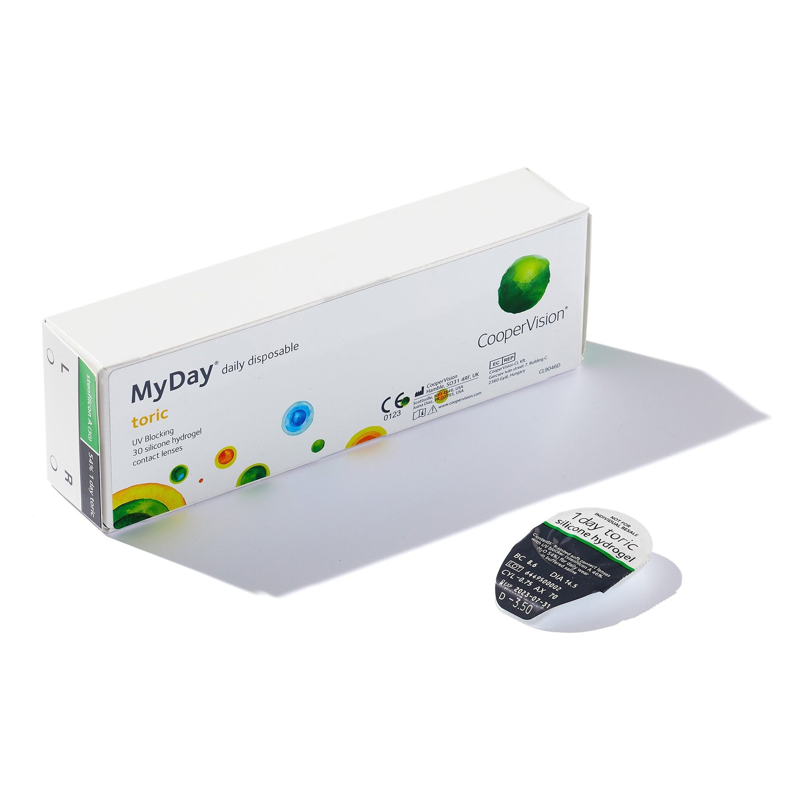 MyDay Toric daily disposable contact lenses by CooperVision — Smart Silicone material and Optimised Toric Geometry for stable, clear vision and comfort.